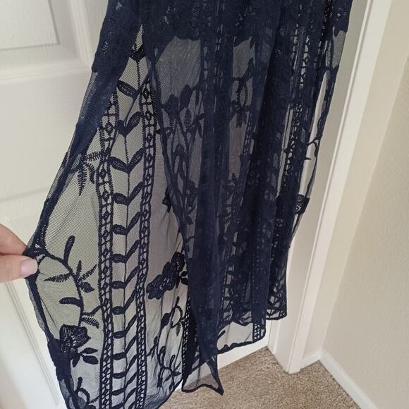 Nordstrom Socialite Lace Overlay Romper Midnight Blue XS - Picture 12 of 14